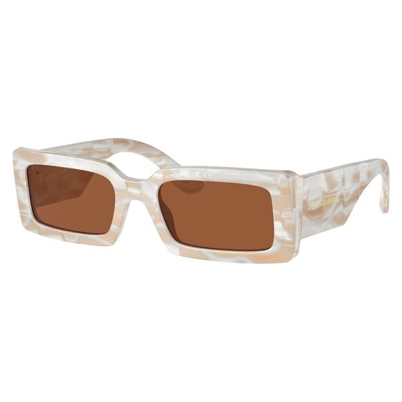 New Dolce & Gabbana White Rectangle DG4416 3431/73 Sunglasses Women - Picture 1 of 6